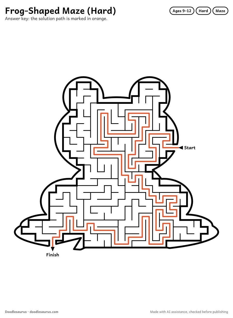 Answer key for Frog-Shaped Maze (Hard)