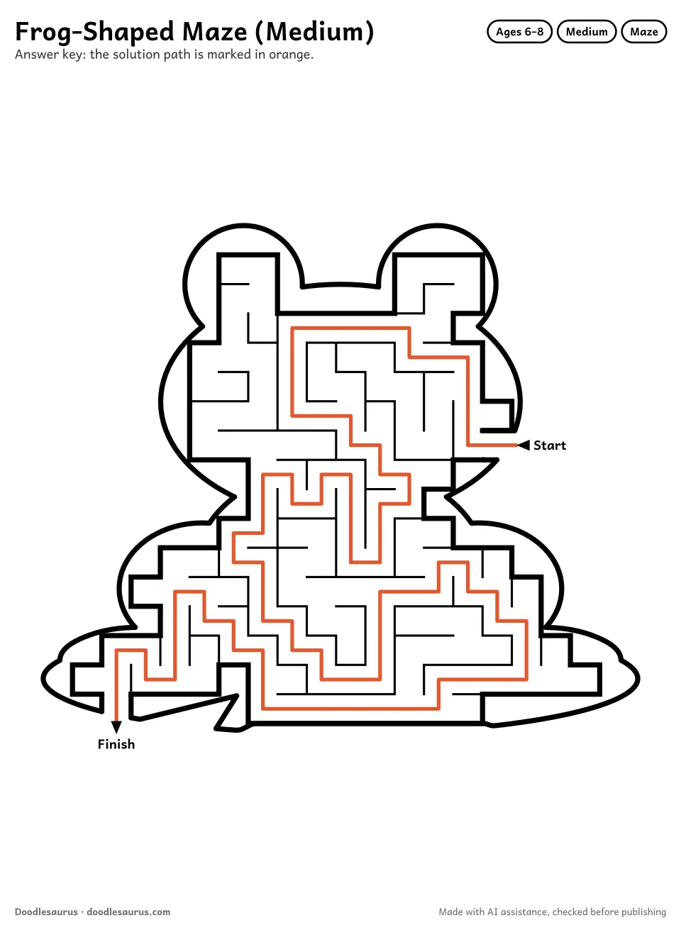 Answer key for Frog-Shaped Maze (Medium)
