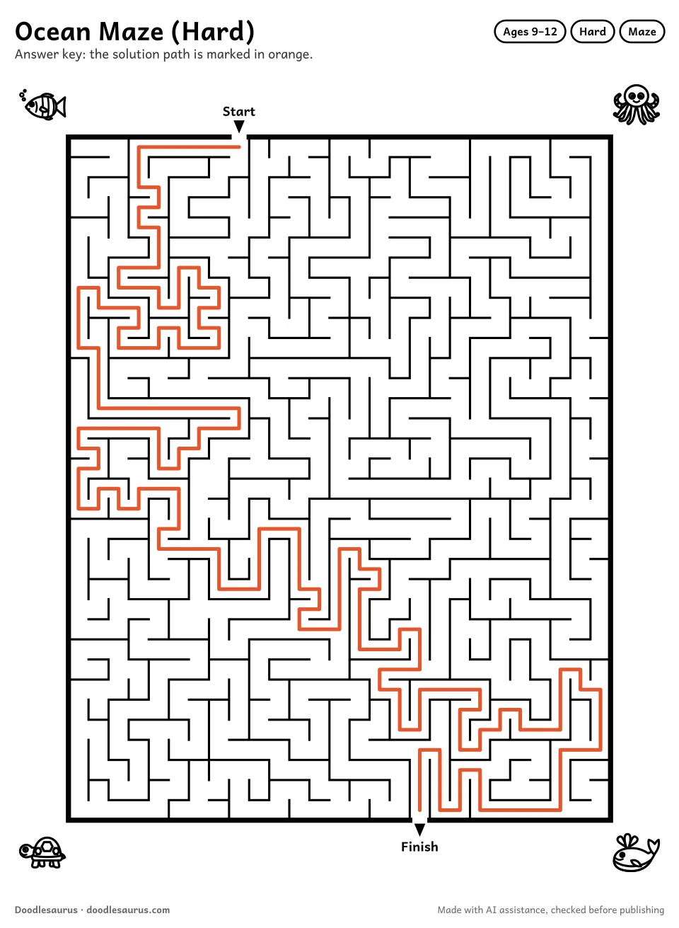 Answer key for Ocean Maze (Hard)