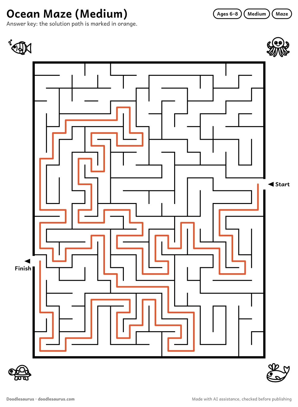 Answer key for Ocean Maze (Medium)