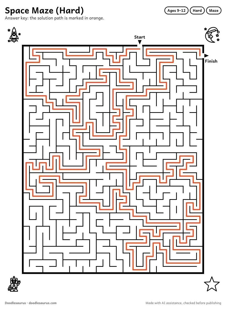 Answer key for Space Maze (Hard)