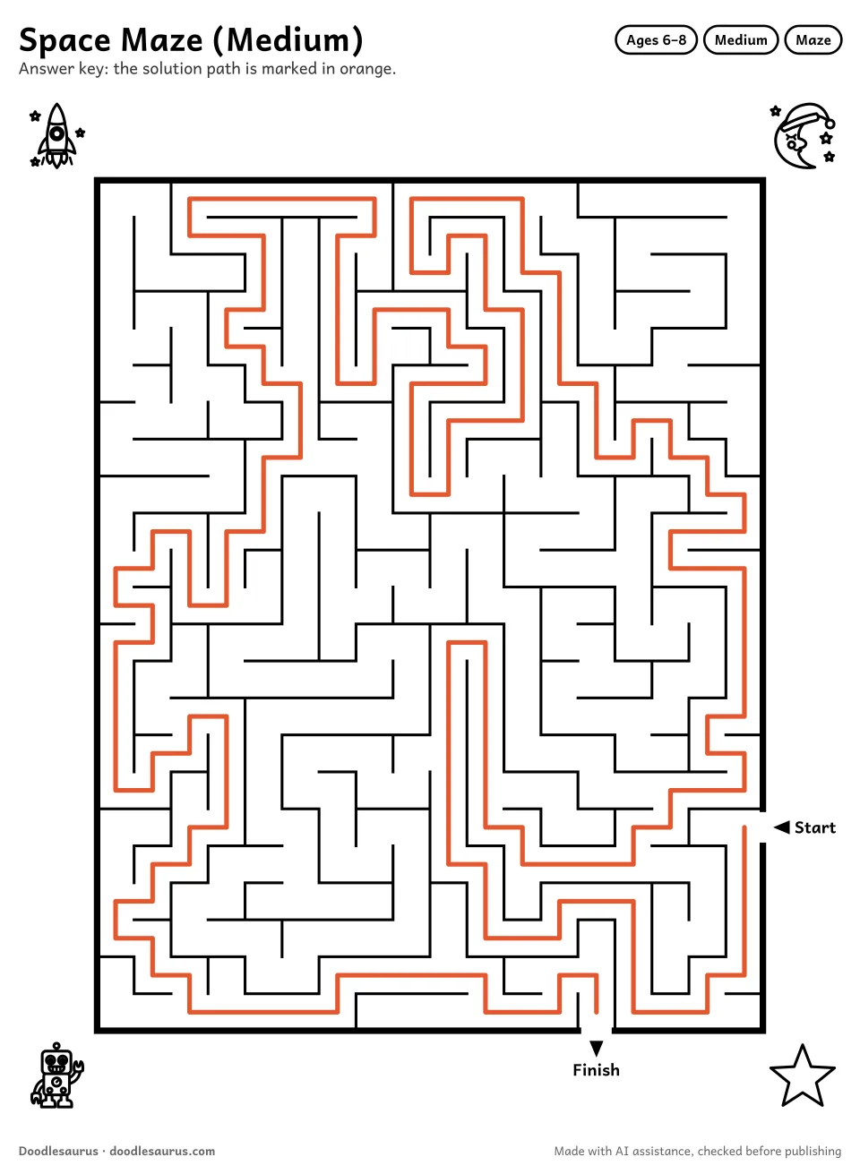 Answer key for Space Maze (Medium)