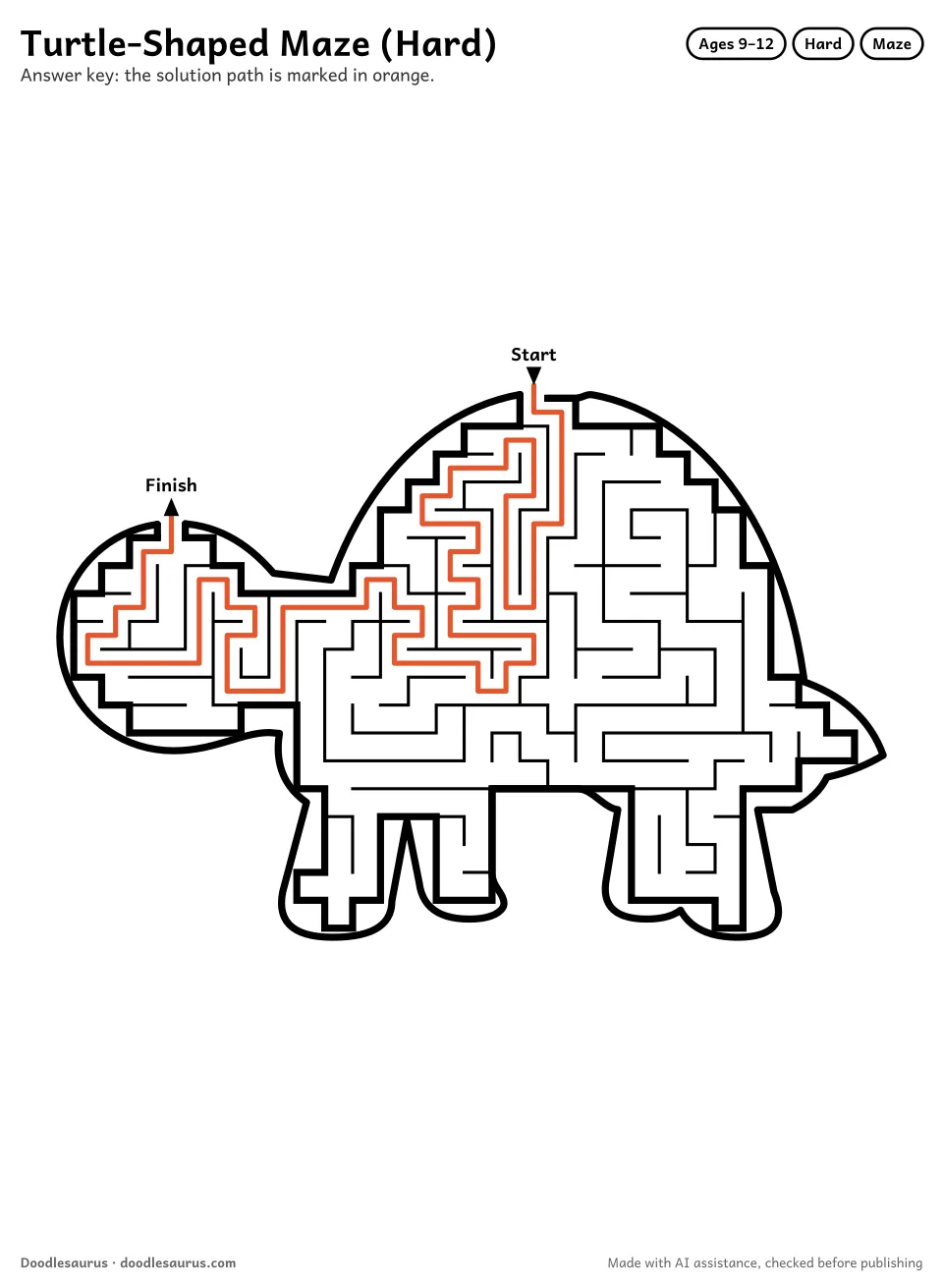 Answer key for Turtle-Shaped Maze (Hard)