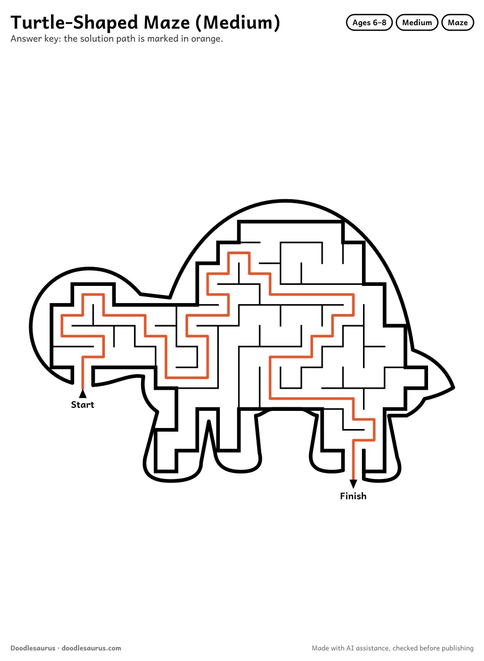 Answer key for Turtle-Shaped Maze (Medium)