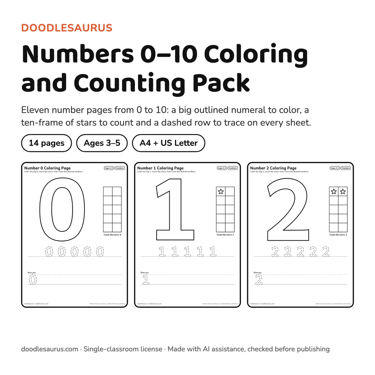 Numbers 0–10 Coloring and Counting Pack cover