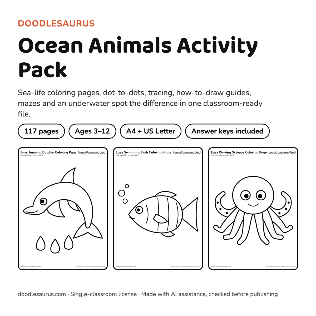 Ocean Animals Activity Pack cover